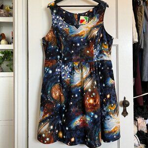 Galaxy pattern cotton retro skater dress size 2X
